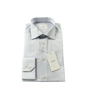 ETON Light Blue Pink Blue Check Slim Fit Button Front Size 15.5/39 NWT